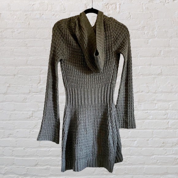 SHIMMERY METALLIC WOOL HOODED KNIT OPEN FRONT SWEATER DUSTER DUSTER CARDIGAN - Picture 9 of 9